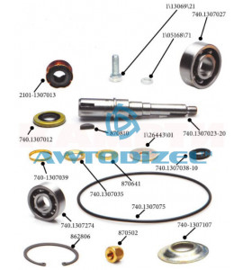 Ремкомплект водяного  насоса КАМАЗ (РТИ, подшипники, вал, манжеты) (17 позиций) "КАМРТИ"