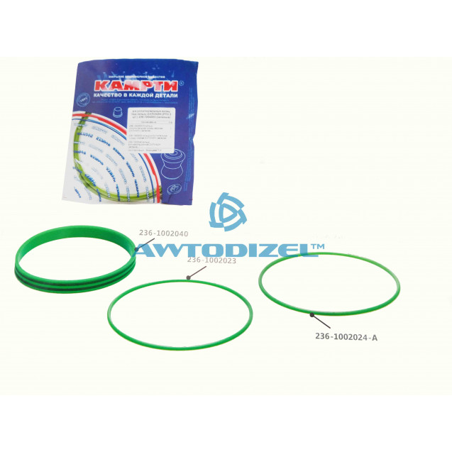 Ремкомплект уплотнительных колец под гильзу ЯМЗ-236 (РТИ, 3 штуки, зеленый силикон) "КАМРТИ"