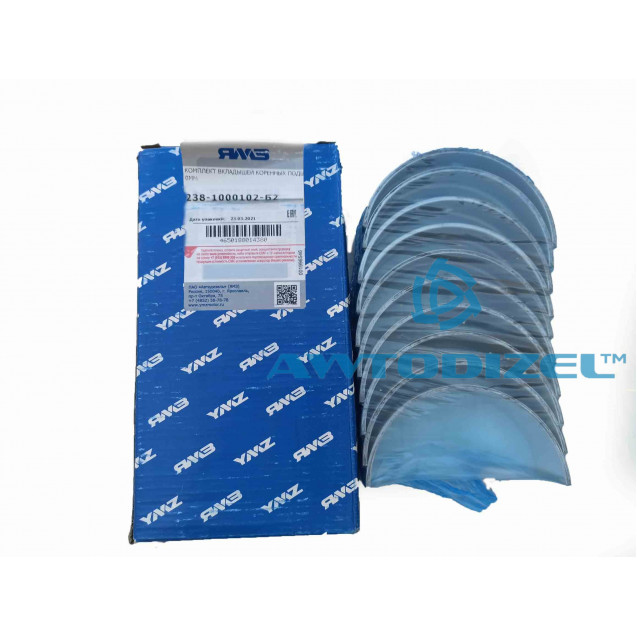 Комплект коренных вкладышей Р-0 ЯМЗ-238 АВТОДИЗЕЛЬ +0,00 (Ø-110,00 мм) ДЗВ стандарт