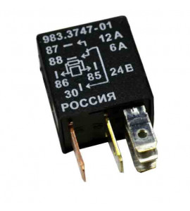 Реле 641.3787-01 переключающее 5-ти контактное с помехоподовляющим резистором (12/6А 24В) малый