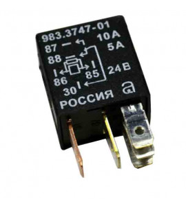 Реле 641.3787-01 переключающее 5-ти контактное с помехоподовляющим резистором (12/6А 24В) малый