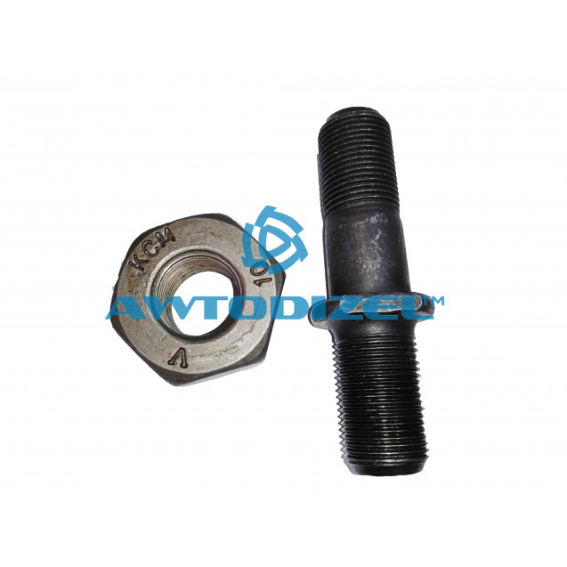 Шпилька колеса УРАЛ М20*1,5 (левая) с большой гайкой (Тефлон) (НВ 10.9)