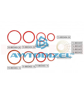 Ремкомплект гидроподъёмника КАМАЗ-6520 с проставками (полиуретан, +полиамид) (12 позиции) "КАМРТИ"