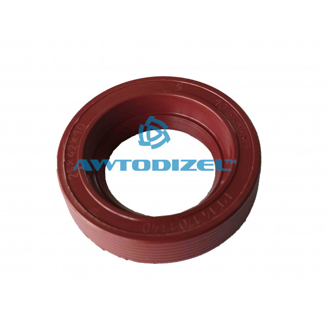 Сальник 25*42*10 КПП и картера маховика в сб.  красный, РТ