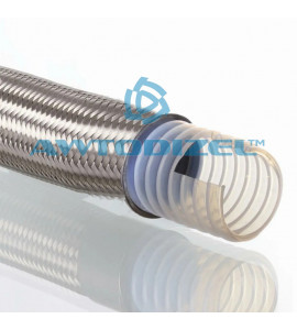 Шланг тефлоновый в металлической оплетке (гофрированный внутри) Ø-12 мм (1/2) SAE 100 R14