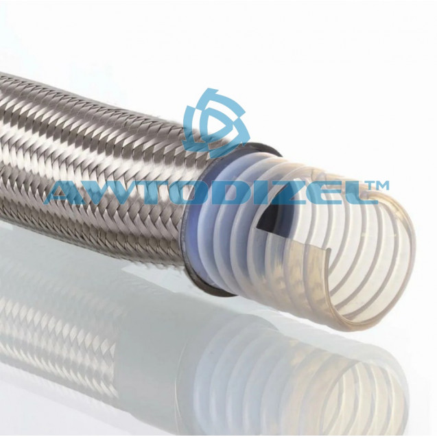 Шланг тефлоновый в металлической оплетке (гофрированный внутри) Ø-16 мм (5/8) SAE 100 R14